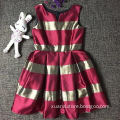 Fashionable Navy Style Girl Stripe Dress  Princess red And Golden Stripe Dress